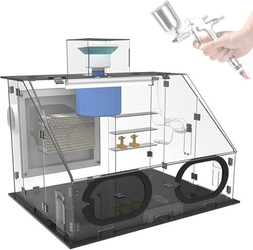 Bärbar airbrush spraybås kit kraftfull fläkt 40 W kraftfull fläkt, vattentätt hopfällbart färgskåp med LED-lampor för målning av modeller, hantverk, hobbyer