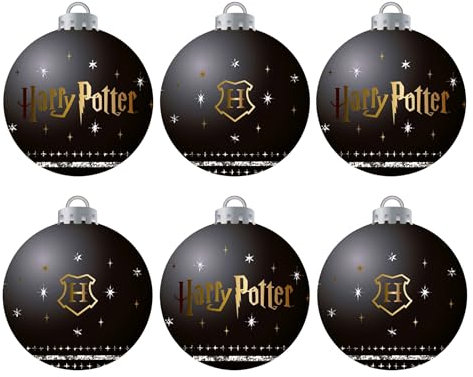 Harry Potter Hogwarts Weihnachtskugeln, Weihnachtsschmuck, 6 Stück, Weihnachtskugeln, Weihnachtsdekoration, Hogwarts | Schwarz