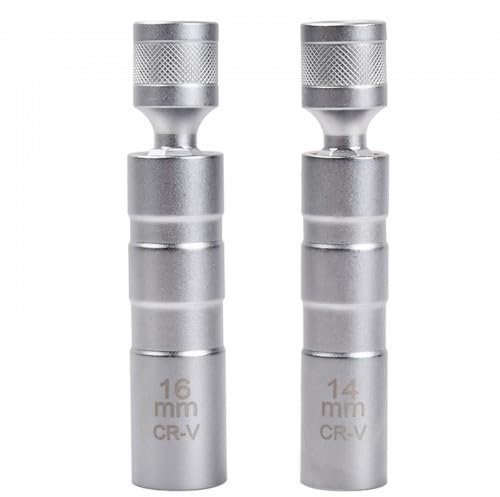 2 Stück Zündkerzenschlüssel, Universal Magnetisch Zündkerzenschlüssel, 14mm und 16mm Steckdose Demontagewerkzeug