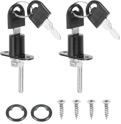 PATIKIL 2Pcs Drawer Lock with Keys, 16mm(5/8) File Cabinet Lock Keyed Different Alloy Lock Cylinder Desk Locks for Office Wardrobe Locker Showcase, Black