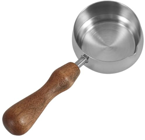 DIYEAH Piccolo Brocca Di Latte Con Manico in Legno Brocca Di Caffè Espresso Con Beccuccio Per Da Tè Al Caffè Caffettiera in Metallo Per Casa E Bar