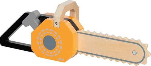 goki 58323 - Motosega in Legno con Funzione Sonora - Strumento Giocattolo con grilletto per Piccoli Professionisti edili dai 3 Anni in su