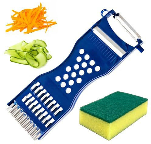 Xanthelle Ensemble de râpes à légumes avec éponge de nettoyage, râpe multifonction 6-en-1 pour légumes, éplucheur julienne, éplucheur à pommes de terre et coupe-fruits