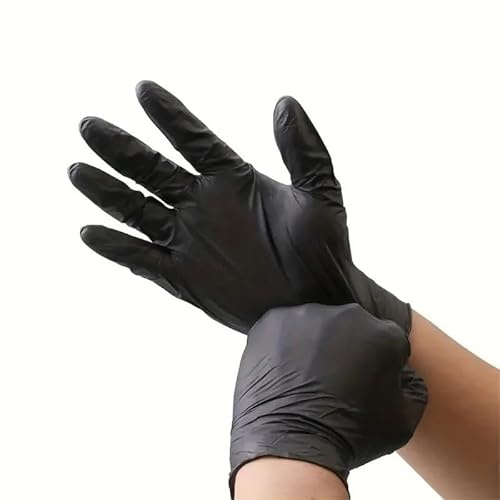 10-100 pezzi guanti monouso in lattice senza polvere in nitrile nero for la pulizia, manipolazione degli alimenti, cucina industriale(20Pcs,L)