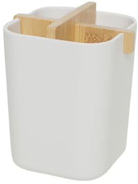 Bamboo Toothbrush Holder, White, 4 Slots