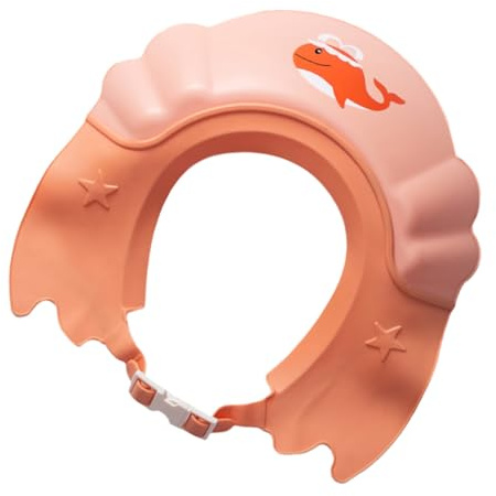 Alasum Adjustable Shower Visor Hat Hair Washing Shield for Face Eye Ear Protection Flexible Lightweight Bath Cap for Portable Pink Whale Design