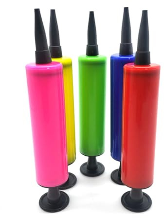8 stycken ballongpump hand PP manuell handhållen ballongpump 17 x 3 cm manuella uppblåsningspumpar slumpmässig färg enkelt för ballonger leksak blåsfolie och konfetti inomhus utomhus resor strandfest