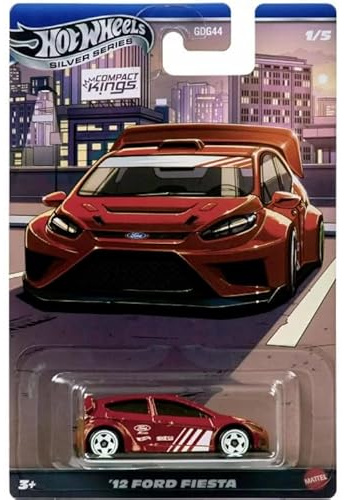 Hot Wheels Silver Series '12 Ford Fiesta [Red] Compact Kings 1/5, Maßstab 1:64, Druckguss-Spielzeugfahrzeug