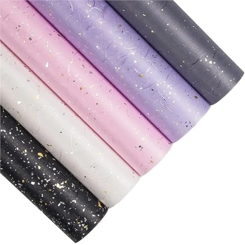 Presentpapper blommigt gör-det-själv-presentpappersset – 5 ark, 6 färger, guld/silver glitter, vattentät (08-blandningsförpackning – 5 st)