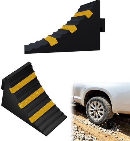 LZQ Gummi Unterlegkeil Schwerlast Auto Radstopper Bremskeile PKW Anhänger Wohnmobil, Radkeil Wheel Chocks Radvorleger rutschfest, Umweltfreundlich- Schwarz & Gelb, 2 Stück
