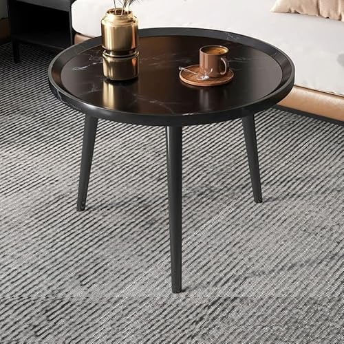 Mesa auxiliar moderna con 3 patas, estilo retro, mesa de cóctel de madera, mesa auxiliar de fácil montaje para sala de estar, color negro, 48 cm de alto x 59,9 cm de ancho