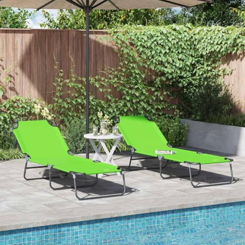 Frdhee Tumbona de relajación, silla de jardín, silla de jardín, sillón de relax, tumbona plegable para 2 personas, 2 unidades, verde, 56 x 189 x 87 cm, tela para balcón, terraza, pícnic, estable