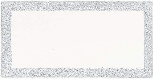 (PKT) Adult 50 Pack Silver Glitter Place Cards Wedding Stationery, Medium