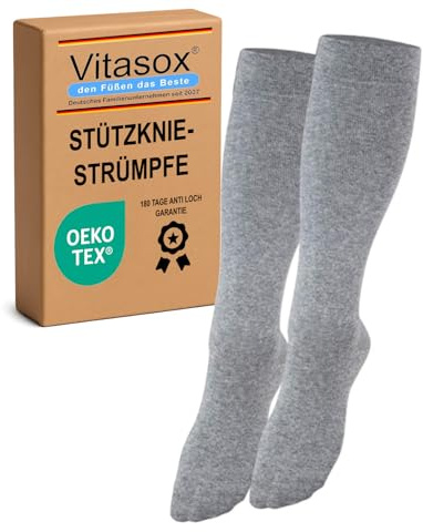 Vitasox Stützstrümpfe für Damen & Herren, 1 | 2 | 4 | 6 Paar, Stützkniestrümpfe aus Baumwolle mit Kompression für Flug, Reise, Büro und Auto, Thrombose Socken gegen geschwollene Beine