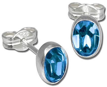 SilberDream Ohrstecker Damen 925 Silber türkis oval Zirkonia Ohrringe D3SDO552T Silber, Zirkonia Ohrschmuck für die Frau