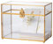 NCYP Glass Wedding Card Box with Lid for Wish Well, Reception, Keepsake - 25x14.2x19.6 cm Vintage Rectangle Clear Decoative Terrarium - Home Party Centerpiece, Gold (No Slot and Lock)