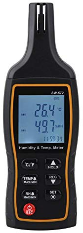 SW-572 Medidor de temperatura y humedad, Termómetro e Higrómetro Multifunción Digital LCD Portátil Medidor de Temperatura