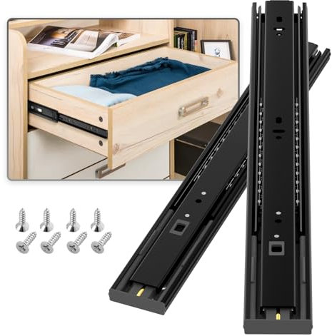 AOLISHENG Guías de cajones con cojinete de bolas de cierre suave de 300 mm, extensión completa de 3 pliegues, montaje lateral, capacidad de carga de 45 kg para trabajo pesado, 1 par