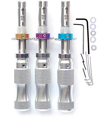 Loboo Idea 3 Piece Tubular Lock Pick Set，7 Pins Adjustable Tubular Lock Pick Tools, HUK Lockpick Tubular Key Pick, Tubular Lockpicking Set (7.00MM 7.5MM 7.8MM)
