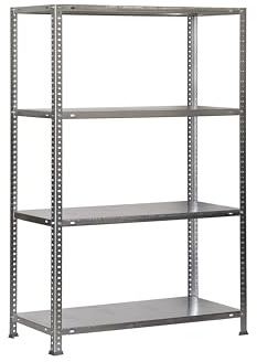 Simon Rack Scaffale metallo 1500x800x300 mm - Advantage | 4 altezze, Ripiano in metallo, Punto di flessione 75 kg, Vernice anticorrosione, Montaggio con viti, Zincato