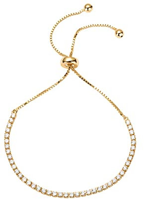 PAVOI 14K Gold Plated Cubic Zirconia Classic Tennis Bracelet for Women in Yellow Gold