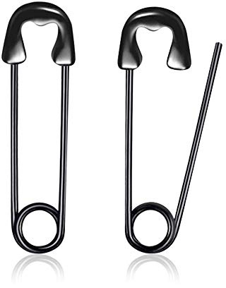 GNOCE S925 Silber Ohrringe für Männer und Frauen Punk Goth Stil Einfache Schwarze Büroklammer Kurze Ohrringe Trend Ohrringe Paar Ohrschmuck