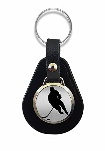 Ice Hockey Leather Key Fob Keyring Birthday Gift N219