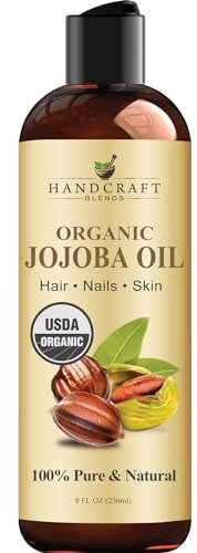 Handcraft Blends USDA Organic Jojoba Oil - Cold-Pressed 236 ml - 100% Pure and Natural - Premium Grade Carrier Oil for Skin and Hair - Hair and Body - Massage - Hexane-Free