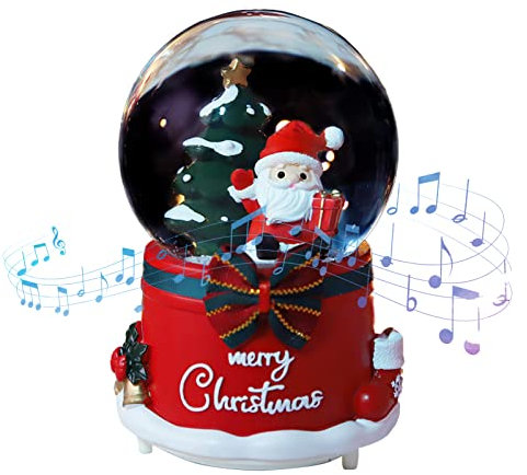 Daixilan Weihnachten Schneekugel Laterne Musical, Schneekugeln Weihnachten mit Musik, Glitter Schneeflocken Eiszapfen beleuchtet Santa Claus dekorative Laterne