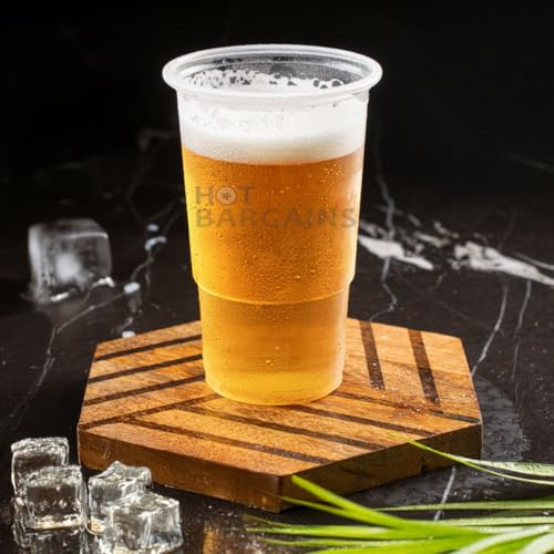 HOT BARGAINS, 50 X Pint Glasses Clear Strong Reusable Plastic Pint, UKCA Marked (Pint (20oz), 50)