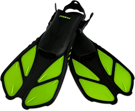 Maru Diving Fins – Neon Lime/Black UK 3.5-7.5 (EU 36-41) – Adjustable Open-Heel Swimming Fins for Adults & Kids – Lightweight Swimming Flippers for Speed & Control – Trusted by Swimmers