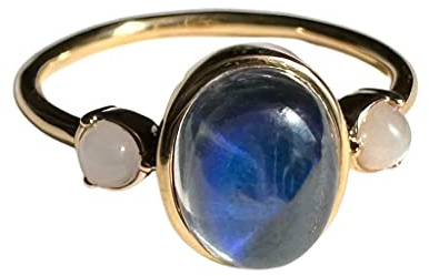 Honeycat Bejeweled Oval Mood and Moonstone Bezel Ring in Gold, Rose Gold, or Silver | Dainty Minimalist Fun Jewelry Gold 7