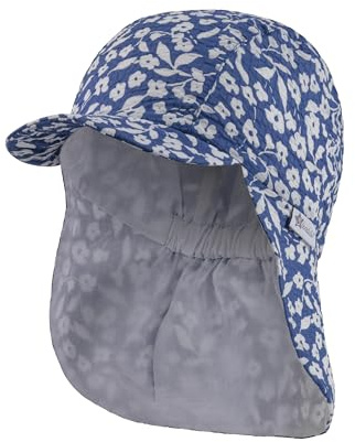 Sterntaler Schirmmütze mit Nackenschutz Blume für Mädchen - Kinder Mütze mit UV -Schutz 30 - Sonnenkappe Kinder aus Baumwolle