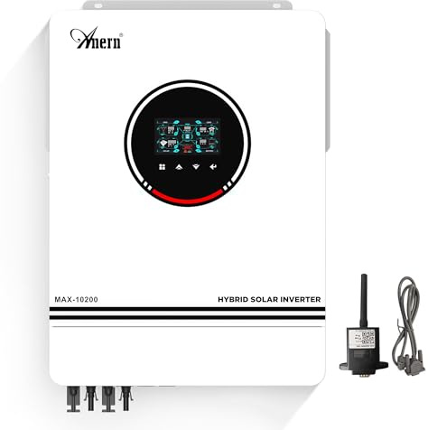 Anern 10200W Hybrid Wechselrichter Solar DC 48Vdc zu AC 220V/230V Reiner Sinus-Wechselrichter PV 90-500V, 2 PV-Eingänge, für 48V Bleisäure oder Lithium Batterie