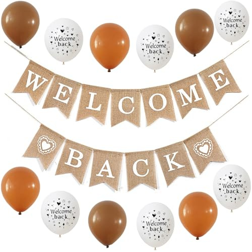 Welcome Back Girlande, Welcome Back Dekoration, Familienparty Deko, Willkommen Zurück Banner, Welcome Back Sackleinen Banner zurück zu Schule Dekoration Welcome Back Familie Partei Dekoration