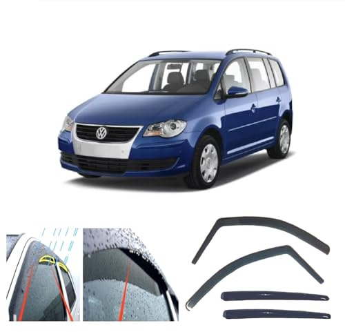 AC WOW 4x Windabweiser kompatibel mit Volkswagen Touran 2003 2004 2005 2006 2007 2008 2009 2010 2011 2012 2013 2014 2015 * Erste Generation (Typ 1T; 2003)