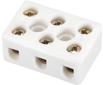 Rebower Bloque de Terminales de Cerámica Porcelana 31x20x14mm/1pcs | Resistente al Calor, de 3 Vías para Conector de Cables, Campo Eléctrico