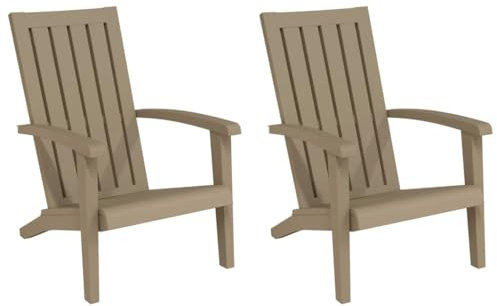 Gecheer 2 STK. Adirondack Gartenstuhl Gartensessel Deckchair Stuhl Sessel Terrassenstuhl Balkonstuhl Gartenmöbel Hellbraun Polypropylen