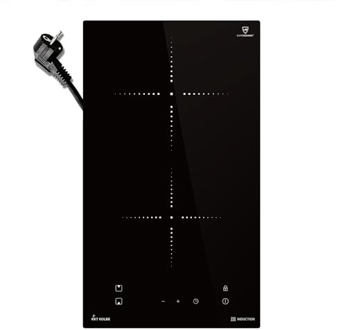 KKT KOLBE Double plaque à induction 30 cm autonome | Vitrocéramique | 2 zones | 9 niveaux | Sans cadre | Minuterie | Détection de casserole | Verrouillage des touches | IND294