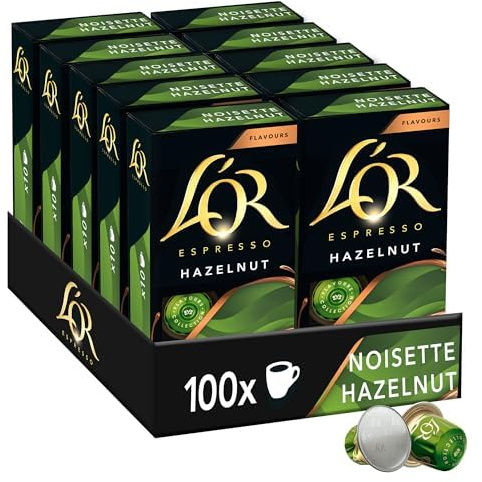 L'Or Espresso Café - 100 Capsules Noisette - Flavours Collection | Compatibles Nespresso®*, lot de 10 x 10 capsules aluminium