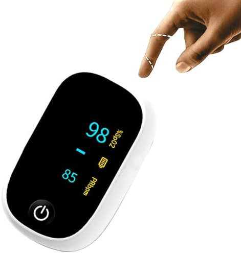 Oxímetro De Pulso Para Dedo, Monitor De Saturación De Oxígeno En Sangre Y Monitor De Frecuencia De Pulso, Con Pantalla OLED, Carcasa De Silicona, Apagado Automático Sin Sensor, Con Cordón