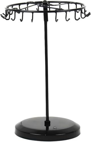 KERDEETE Kettenständer Schmuck Schwarz, Drehbarer Schmuckständer mit 23 Haken, Kettenhalter Schmuck H34,8x B20,5 cm, Ketten Aufbewahrung und Schmuckhalter für Ketten/Armbänder/Ringe/Ohrringe