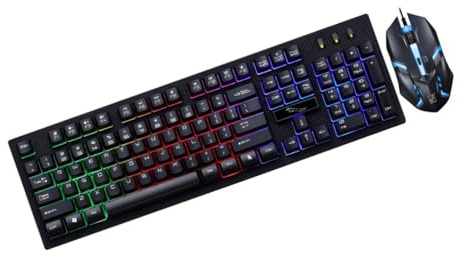 CIYODO Teclado y Ratón para Gamers Ergonómico Kit De Teclado y Ratón USB Diseño