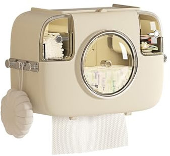 INFJMH Spender Papierhandtuchspender mit 6 Haken und Aufbewahrung, kommerzieller Toilettenpapierspender, Wandmontage, Mehrfach-/C-Faltung/Rollen-Gesichtshandtuchbox für Badezimmer Papiertuchspender