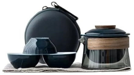 Juego de Té Japonés， Juego de té 1 tazón 3 tazas Juego de tetera y taza de té Zen Kit for hacer té en el hogar Juego de viaje Bolsa portátil al aire libre Juego de té chino Suministros Cerámica china