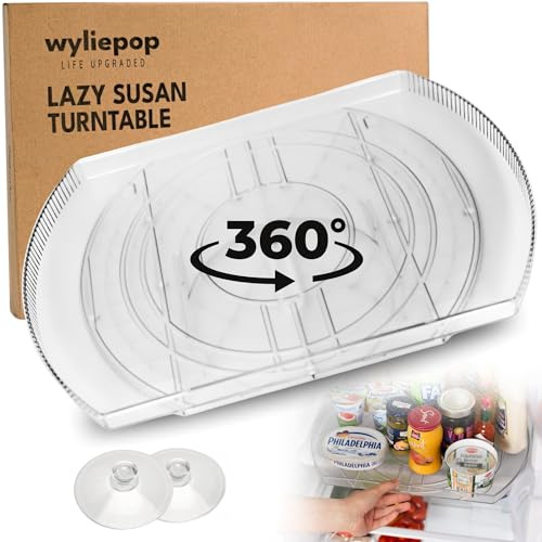 Wyliepop Lazy Susan for Refrigerator - 360° Turntable Refrigerator Organizer and Storage Tray for Fridge, Cabinet & Pantry - Rectangle Lazy Susan (16.5x11.5x1.5)