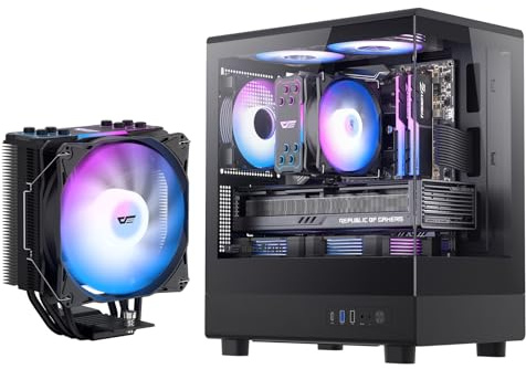 darkFlash DB330M MATX Full View Dual Glass PC Case+Z4Pro Mist CPU Cooler, 120mm Single-Tower, TDP 200W(Black)