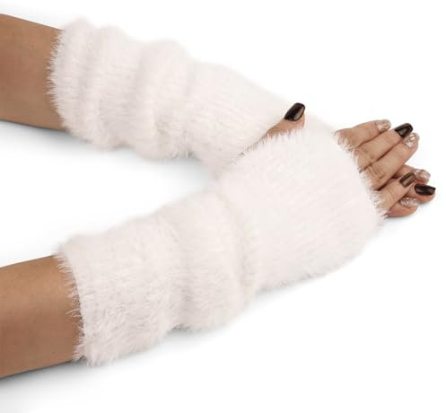 Calkkrer 1 Paar Armstulpen, Fingerlose Pulswärmer aus Mink ähnlichem Samt, Weiche Armwärmer für Y2K Stil, Handstulpen für Herbst und Winter, Armwärmer für Damen