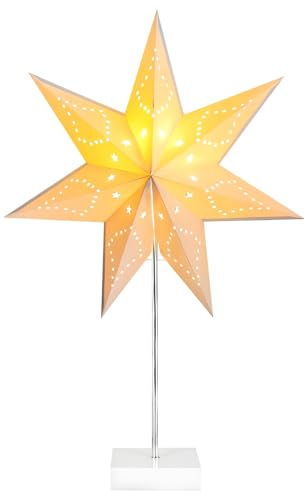 Recitem Beleuchteter Weihnachtsstern – LED-Papierstern Tischlampe für weihnachtliche Deko, ideal als Fensterdeko, Weihnachtsbeleuchtung für innen und stimmungsvolle Lichterkette (Stil 2)