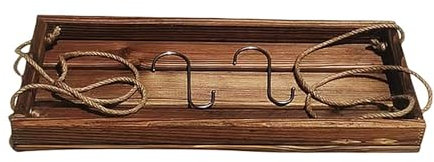 HCBUTAE Balkon Lanyard Hängeregal Blumenregal, Karbonisiertes Holzregal für S-förmige Haken Hängeregal Dekoration Fensterbank Wandbehang Pflanzenregal Topfpflanzen Lagerregal
